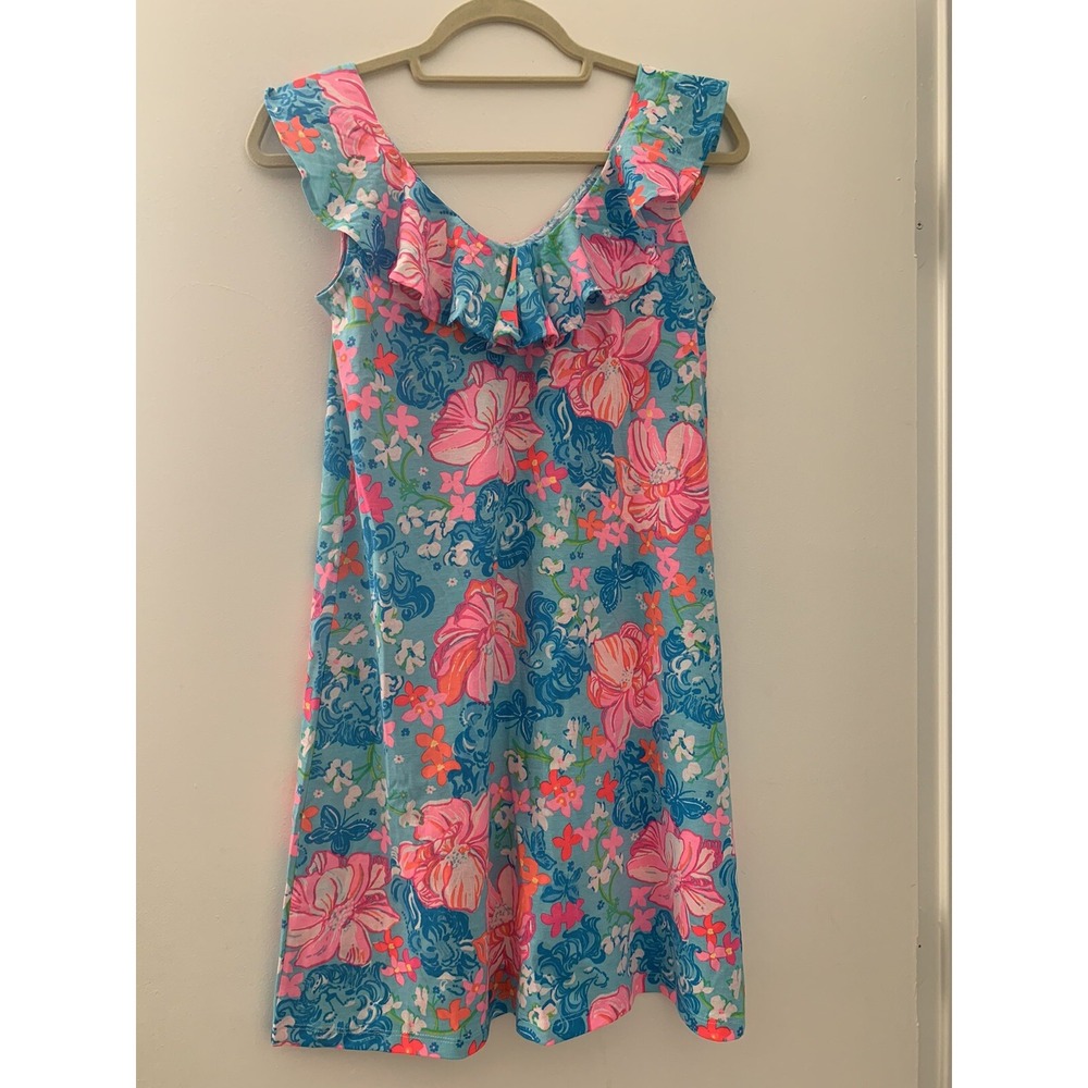 Lilly Pulitzer Swing Dress Size XX Small Alessa Sleeveless Ruffles Blue